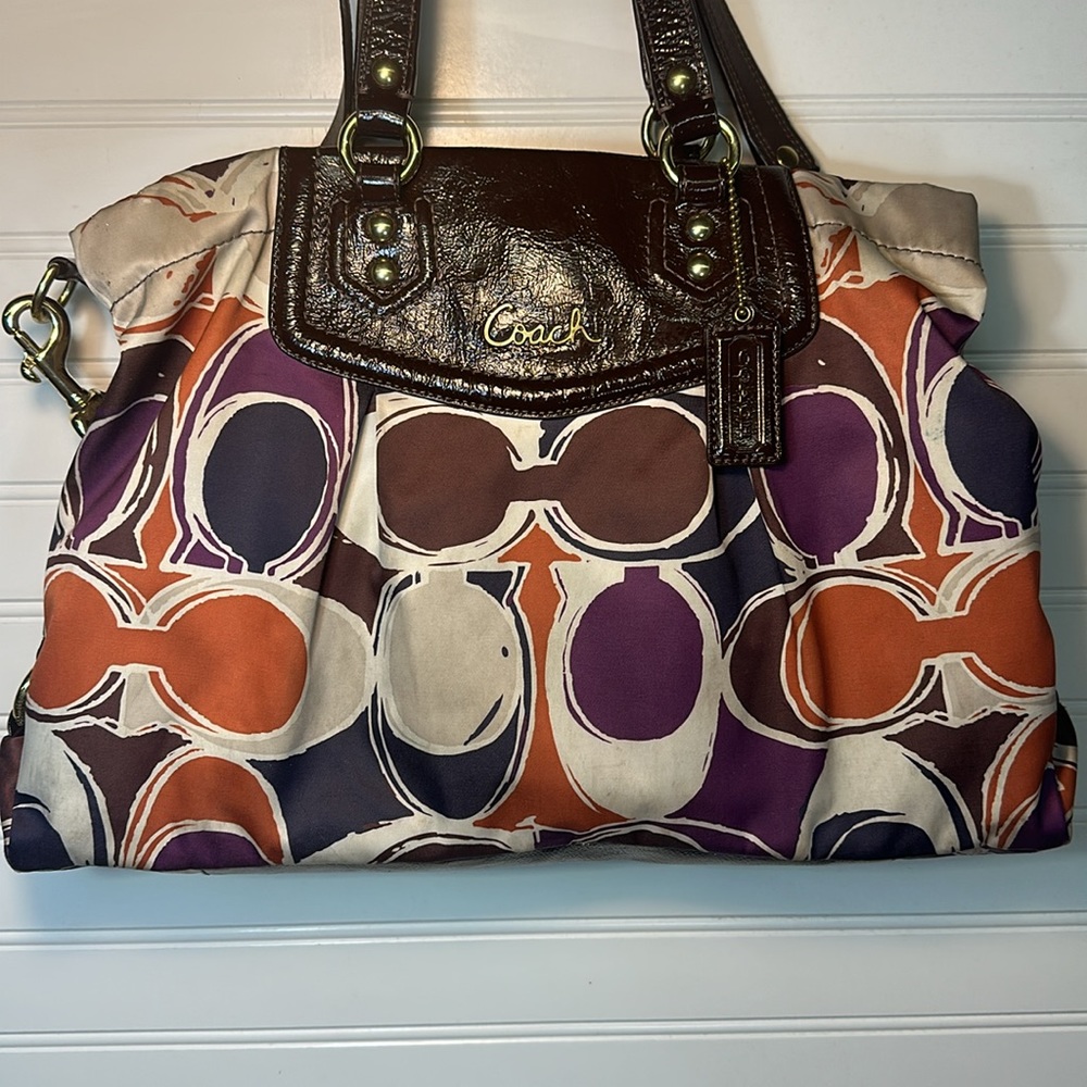 Coach Ashley sateen Scarf print caryall purse / bag